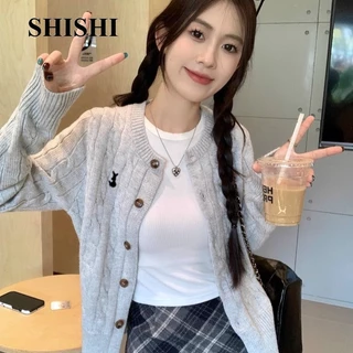 SHISHI Áo Len áo khoác cardigan Xu hướng Casual Dễ thương Trendy WMY23C0K0J 51Z231222