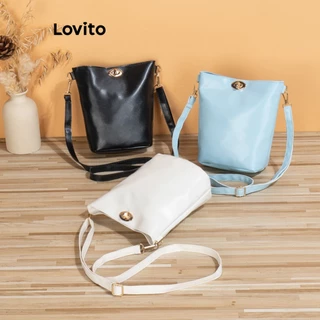 Túi đeo vai nhỏ Lovito cơ bản màu trơn thường ngày cho nữ LFA06171 (Màu trắng/ xanh dương/ đen)