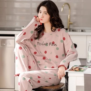 Bộ Đồ Ngủ cotton Dài Tay Mềm Mại Thời Trang Thu Đông Cho Nữ qa03