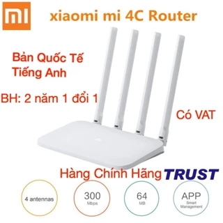 [Bản Quốc Tế] Xiaomi N 300Mbps Bộ Phát Wifi R4CM - Mi Router 4C - Quốc Tế Tiếng Anh 4 Anten rời -BH 2 năm 1 đổi 1