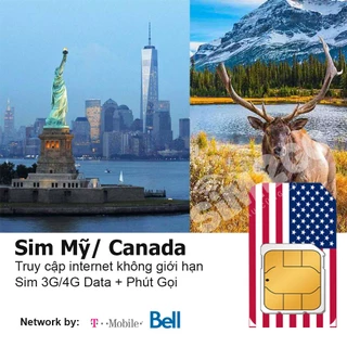 Sim du lịch Mỹ, Canada - Sim data 4G, có thoại, không giới hạn truy cập 3G