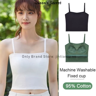 [Queen's Secret] Áo Ống 95% cotton Trễ Vai Ngắn Một Mảnh Có Đệm Ngực