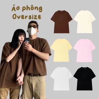 Áo phông oversize trơn basic form rộng tay lỡ unisex nam nữ chất cotton 2 chiều