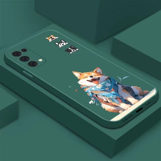 ốp lưng  oppo Reno 4 5 reno4 reno5 Cạnh thẳng 7 màu Ôp Điện Thoại Silicon Dẻo Họa Tiết Chú Chó Dễ Thương Chống Sốc