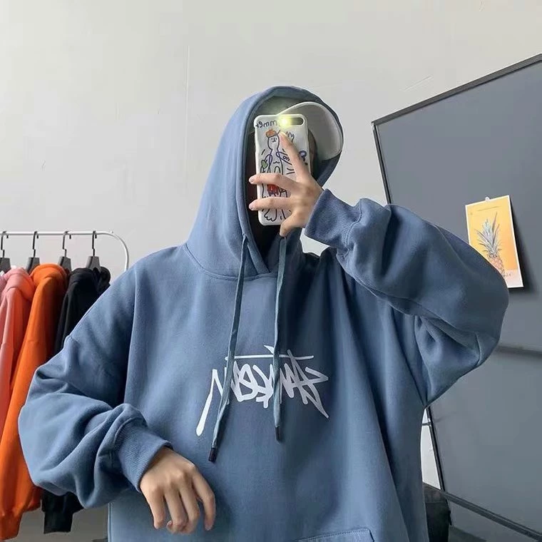 🔥8XL áo hoodie nam áo khoác cổ đứng🔥form rộng big size tới 120kg Áo hoodie Nhung Mềm Dáng Rộng Tay Dài In Chữ Phong Cách Mỹ Cá Tính Cho Nam