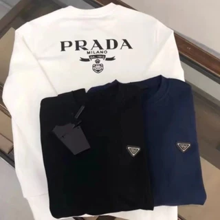 Áo Sweater PRADA P Home 24 Dáng Rộng Cổ Tròn In Chữ Thời Trang Thu Đông Cho Nam Và Nữ 124