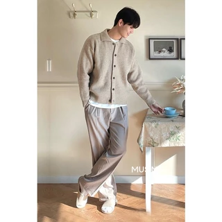 Áo CARDIGAN LEN ĐAN Oversize nam cổ bẻ, hãng MUSINSA STANDARD xuất dư, chất len cực dày dặn - MMBWC607