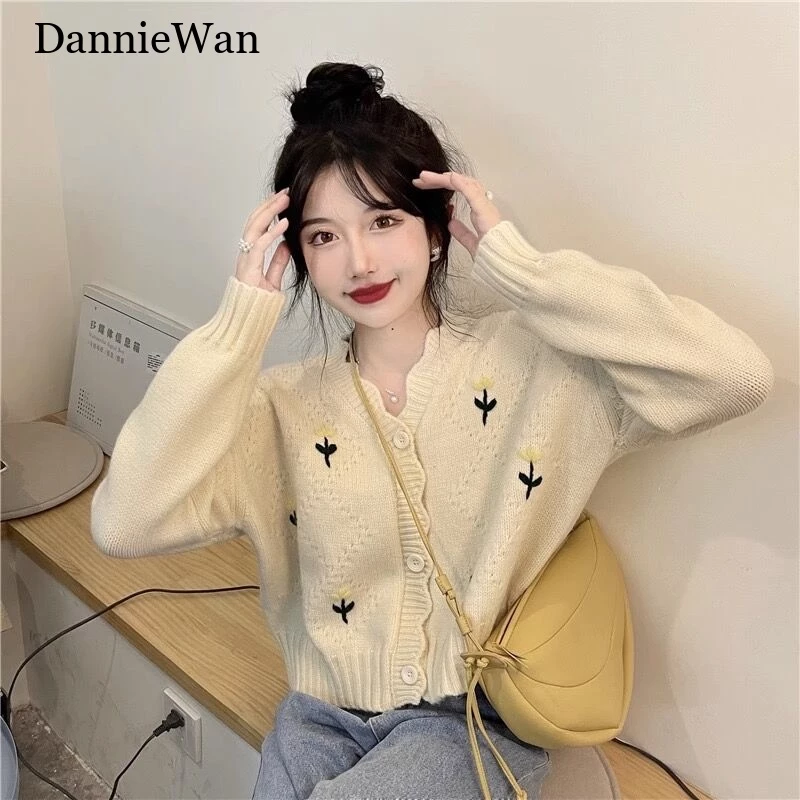 DannieWan Áo Len áo cardigan áo nữ len Vintage Dễ thương hàn quốc Popular WMY2300HJW 41Z231010