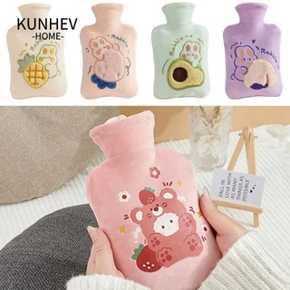 KUNHEV Túi Chườm Nóng 500 / 1000ml Họa Tiết Hoạt Hình Dễ Thương Tiện Dụng