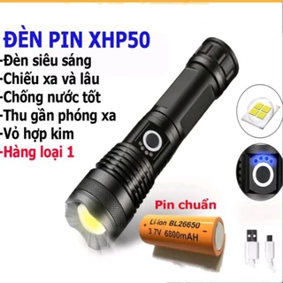 Đèn pin siêu sáng XHP50 ,đèn cầm tay siêu sáng,đèn pin mini cầm tay chất liệu hợp kim chống nước tuyệt đối