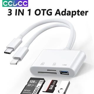 Đầu Đọc Thẻ Nhớ Đa Năng 3 Trong 1 Cổng lightning + usb c hub otg Cho iphone / ipad / laptop / android