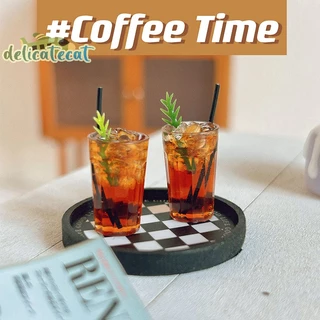 [N2haov] Phụ kiện nhà búp bê Thu nhỏ Internet Người nổi tiếng Ice American Latte Café Mô hình trang trí đồ chơi