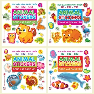 Sách - Combo 4 Cuốn Bóc Dán Hình Động vật đáng yêu - Animal Stickers (VT) (MK)