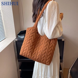 Shihui Túi Xách tote Vải cotton Thêu Họa Tiết Phong Cách retro Âu Mỹ Thời Trang Cho Nữ