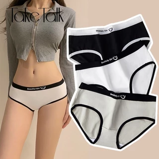 Bộ 3 Quần Lót cotton Không Đường May In Chữ Thời Trang Cho Nữ