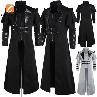 Áo Choàng Dài Màu Trắng Đen Có Đuôi Phong Cách gothic Punk Hóa Trang Tiệc halloween Cho Nam