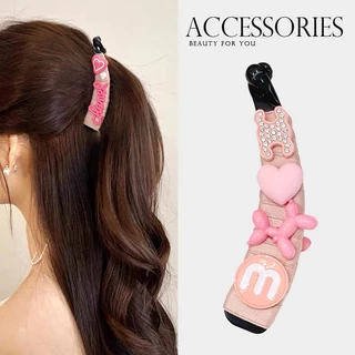 Spot# Korean Hair Accessories Barrettes Pink Cute Banana Clip Girl Lady Joker Cute Vertical Clip Simple Internet Celebrity Classic Style 12cc