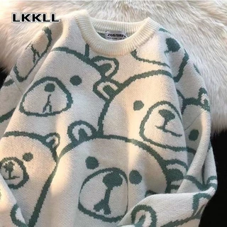 Áo Khoác Sweater Dệt Kim Mềm Mại In Hình Gấu Kiểu vintage Nhật Bản Dễ Thương Cho Cặp Đôi