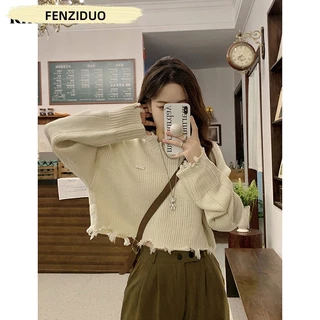 FENGZIDUO Áo Len áo khoác cardigan INS Xu hướng Vintage Hàn Phong WMY2390HVX37Z230914