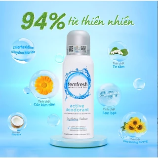 Xịt khử mùi và thơm mát vùng kín active deodorant Femfresh 125ml giúp khô thoáng, thơm mát suốt 12h HÀNG ÚC BONY