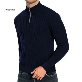 (twt) Áo sweater Dệt Kim Cổ Lọ Mềm Mại Co Giãn Có Khóa Kéo Thời Trang Mùa Thu Đông Ấm Áp Cho Nam