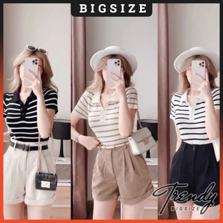 Quần Đùi Nữ Bigsize Cạp Cao Chất Nhung Gân Tăm, Quần Short Kiểu Thời Trang TRENDY Big Size Xinh 50-95kg