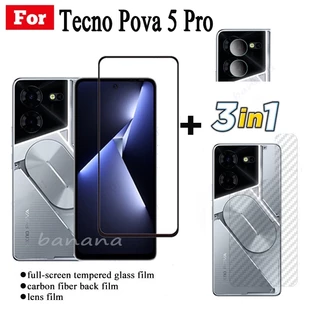 Kính cường lực bảo vệ màn hình Tecno Pova 5 Pro 3IN1 cho Tecno Pova 5 Pova5 Pro Phim kính bảo vệ có bảo vệ Camera