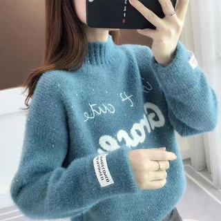 Áo sweater Cổ Cao Dáng Rộng Phong Cách Hàn Quốc Thời Trang Xuân Thu 2023 Cho Nữ