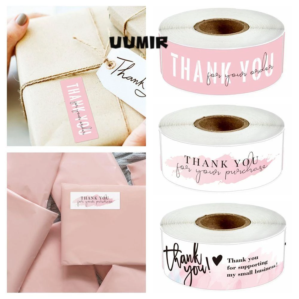 UUMIR Cuộn 120 Nhãn Dán thank you Tự Dính Trang Trí Quà Tặng