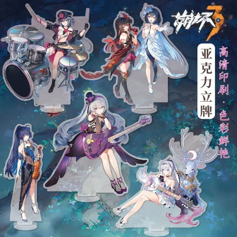 Mô hình Standee Anime Honkai Impact 3 Kiana Acrylic Bronya Phụ kiện trang trí để bàn góc học tập