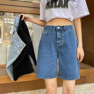 Quần Short denim Chữ a Lưng Cao Ống Rộng Thời Trang Mùa Hè Cho Nữ