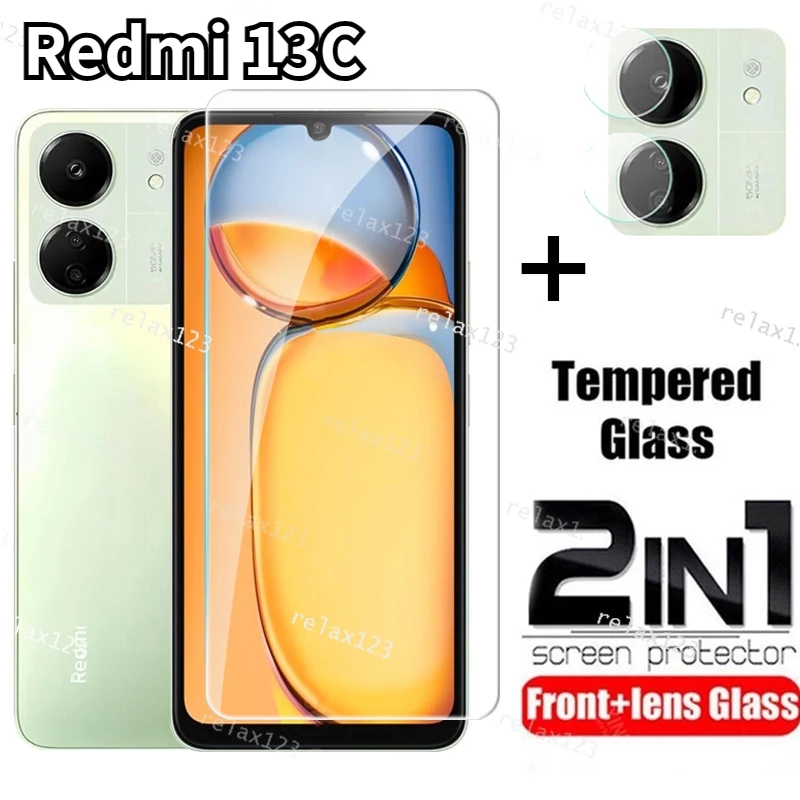 Kính Cường Lực 2 Trong 1 hd 2023 Bảo Vệ Toàn Màn Hình Cho xiaomi redmi 13c redmi13c