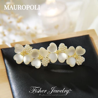 Mauropoli [Hàng Có Sẵn] Kẹp Tóc Đính Đá Mắt Mèo Sang Trọng Cho Nữ