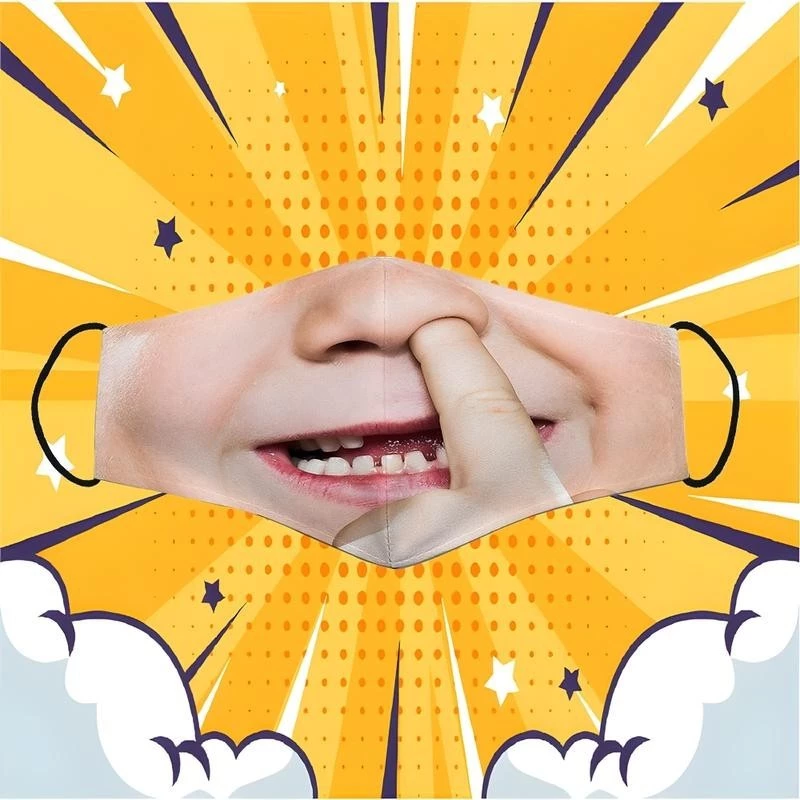 Khẩu Trang Chọc Tay Vào Mũi Trẻ Em Hài Vui Nhộn 3D Có Thể Giặt Và Tái Sử Dụng