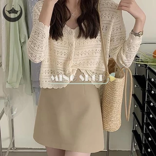 Áo cardigan Dệt Kim Tay Dài Cổ Chữ v Màu Sắc Đơn Giản Cho Nữ