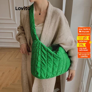 Túi đeo vai Lovito có đệm và dây kéo màu trơn phong cách thường ngày cho nữ L57AD193 (Cà phê/Mơ/Xanh lá/Đen)