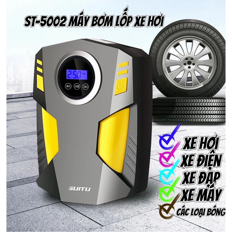 Bơm Lốp Ô Tô Điện Tử Tự Ngắt LAMJAD ST-5002,Máy Bơm Lốp Xe Hơi Không Dây Chuyên Dụng Chất Lượng Cao thổi phồng nhanh