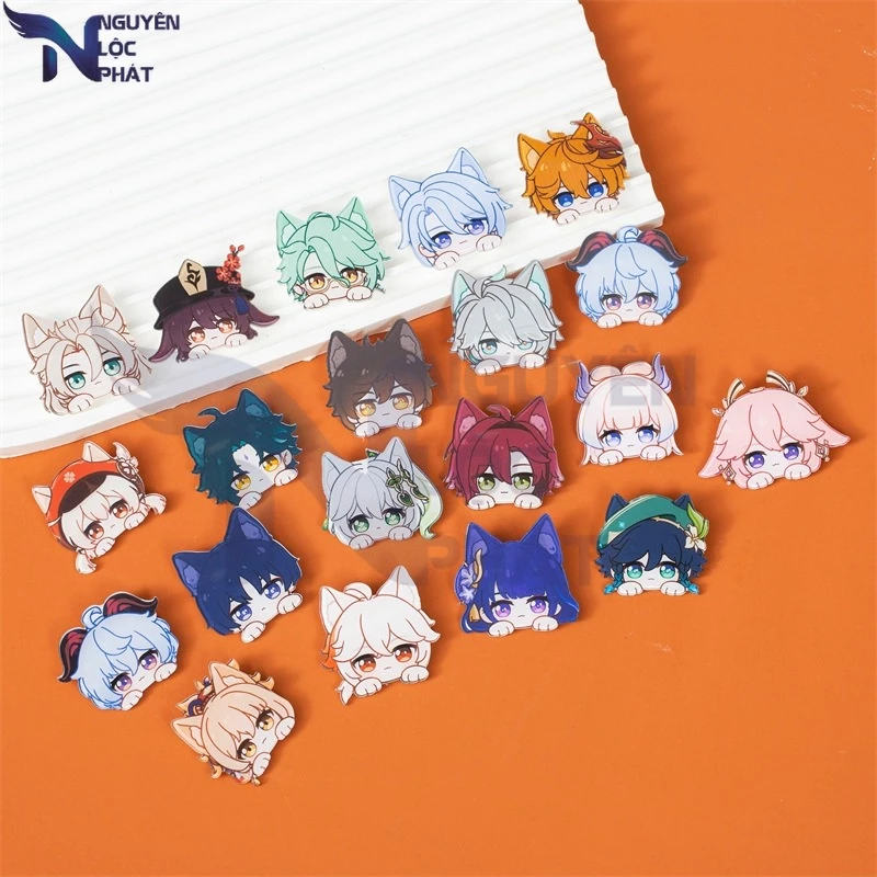 Huy Hiệu Genshin ghim cài balo cài áo trang trí Bằng Acrylic Hình Nhân Vật Hoạt Hình Anime nlp