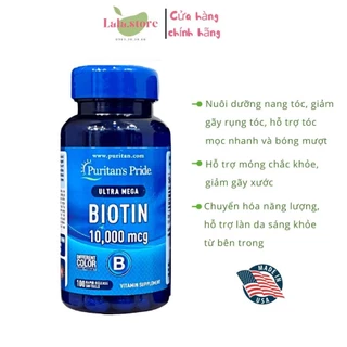 Viên Uống Biotin 10000mcg Puritan's Pride Mọc Tóc Giảm Rụng Tóc 100 VIÊN