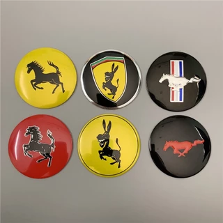 Set 4 Miếng Dán 56mm 65mm Trang Trí Mâm Bánh Xe Hơi Ferrari Mustang