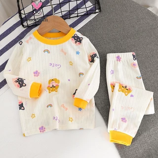 【YAOEENH】Bộ Đồ Ngủ Tay Dài Bằng Vải cotton Mùa Thu 3 Món 73-150cm Cho Trẻ Em