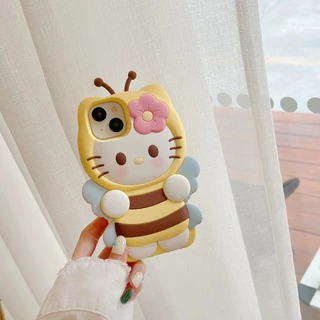 Ốp Điện Thoại INS Hot Sanrio Hello Kitty Cho OPPO A78 A57 A77 A57s A54 A55 A16 Reno 10 8T 7z 8z Dễ Thương Ong Mèo Silicon Mềm 3D Lập Thể Ốp Lưng