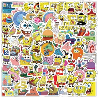 Bộ 100 Miếng Dán Hình spongebob Dễ Thương Dùng Trang Trí Vali laptop Điện Thoại