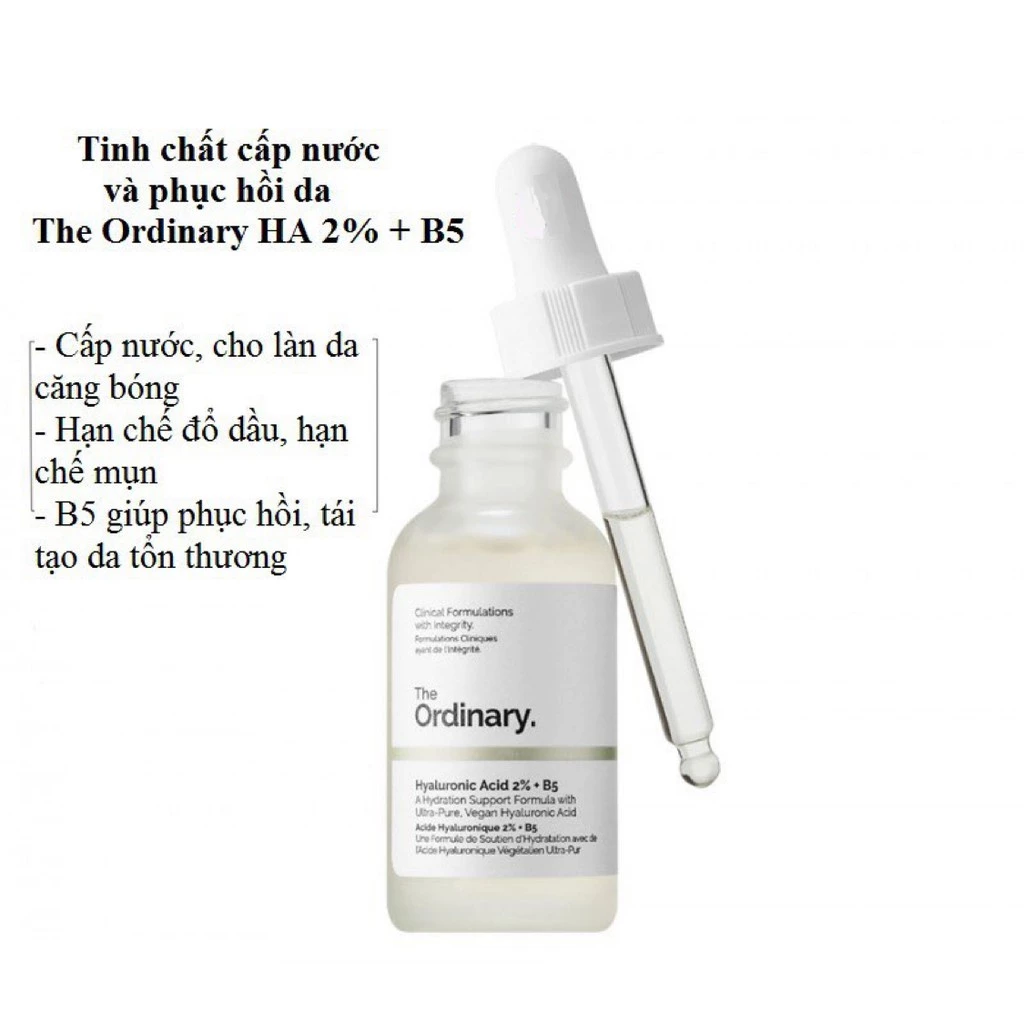 Serum The Ordinary Cấp ẩm hồi phục Hyaluronic Acid 2% trắng.