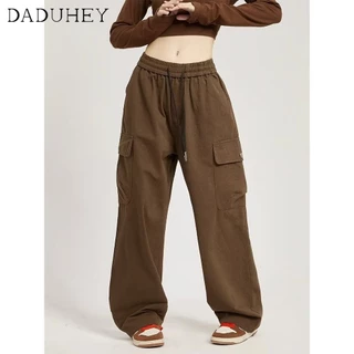 DaDuHey New American Ins High Street Retro Overalls Niche High Waist Loose Wide Leg Pants plus Size Trousers