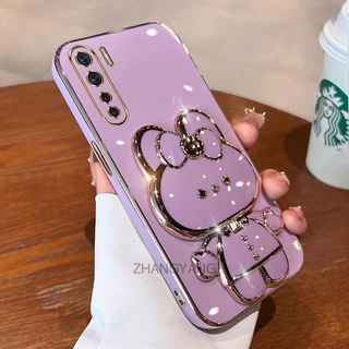 ốp lưng oppo reno 3 reno 3 pro Ốp Điện Thoại TPU Silicon Mềm Mạ Điện Gắn Gương Trang Điểm Hình Thỏ 3D Cho oppo reno 3 reno 3 pro