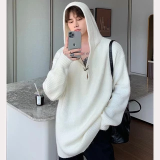 Áo Hoodie Dệt Kim Cổ Chữ v Dáng Rộng Thời Trang Hàn Quốc Chất Lượng Cao Cho Nam