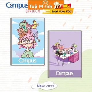 Vở Campus giấy kẻ ngang chấm 120 trang Cartoon BCAR120, tập B5 học sinh sinh viên hoạ tiết hoạt hình