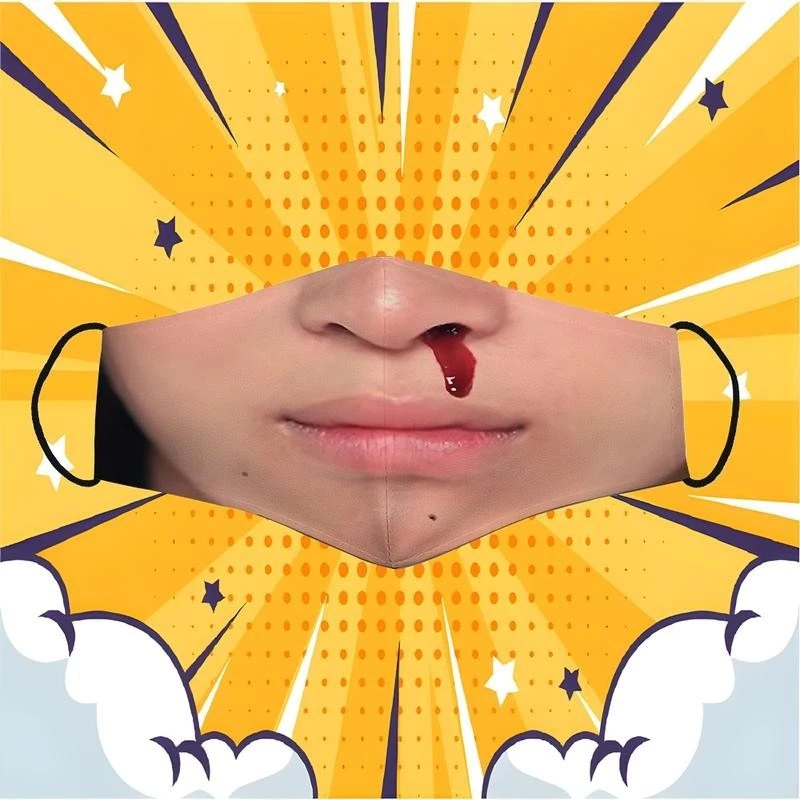 Khẩu Trang Chảy Máu Mũi Hài Hước Đeo Troll Vui Vẻ 3D