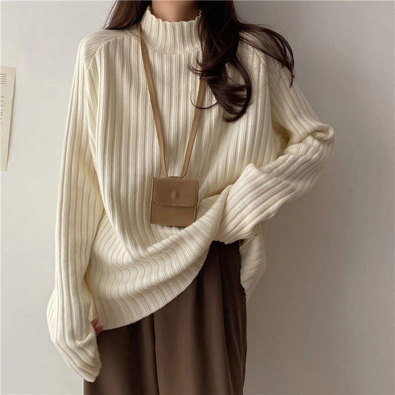 Áo sweater Dệt Kim Tay Dài Dáng Rộng Thời Trang Xuân Thu Cho Nữ